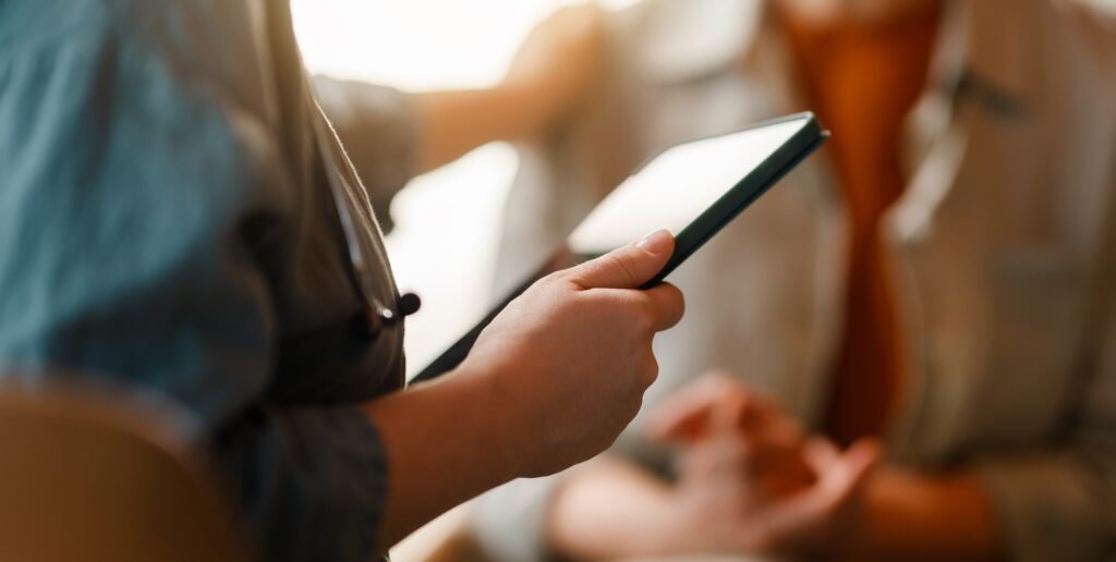 patient and a doctor talking